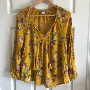 old navy yellow floral top